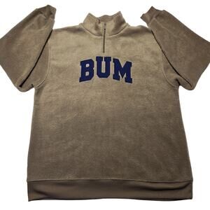 Vintage 90s BUM Equipment Mens Medium Spell Out Teddy Fleece Sweater 1/4 Zip